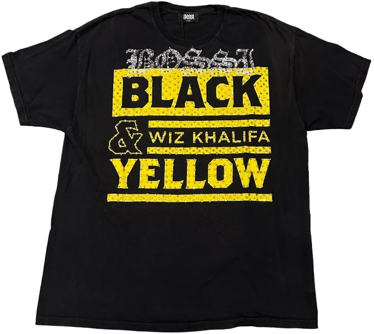 BOSSI 'WIZ KHALIFA BLACK & YELLOW' RHINESTONE VINTAGE TEE
