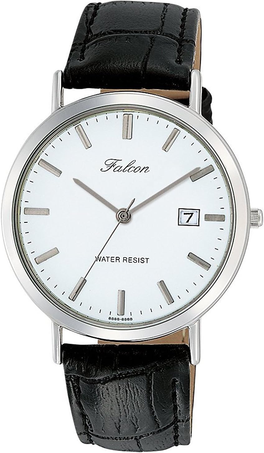 Citizen Q&Q D020 - 301 Wristwatch Falcon Analog Display Leather Belt Date Display White Men's