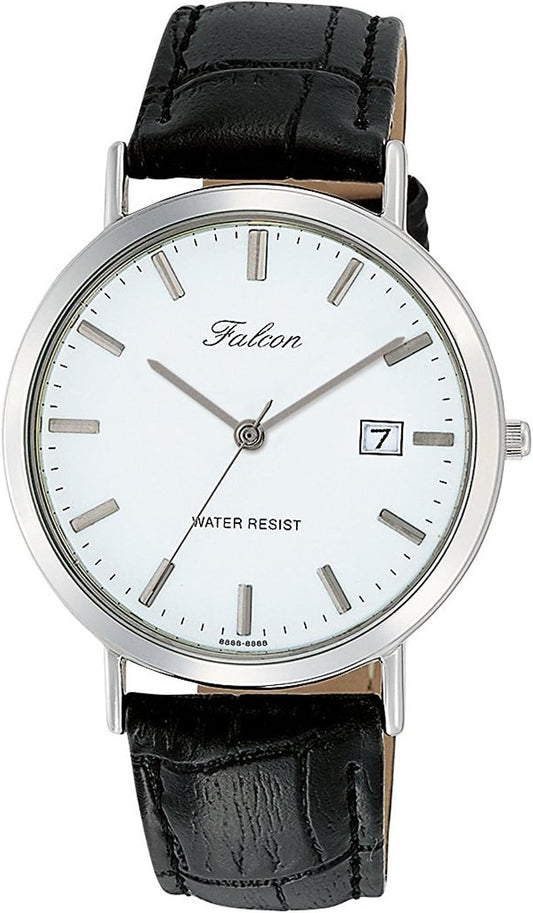 Citizen Q&Q D020 - 301 Wristwatch Falcon Analog Display Leather Belt Date Display White Men's