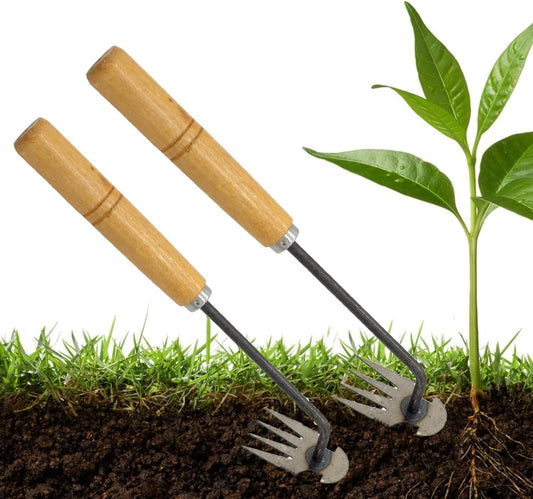 Weed Removal Tool, Weed Puller, Weed Puller Tool, 4 Claws, Weed Removal Tool, Stainless Steel, For Gardening, Hoe Rake, Small, Compact Tilling Hoe, Garden, Soil Extractor, Agricultural Equipment, Weeding Tool (2)