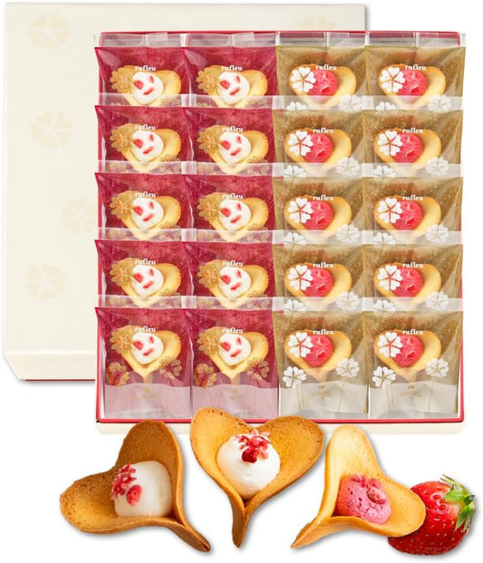 KINEEL Ruffle 20 pieces (Vanilla・Berry Berry) / Halloween Year-end Gift Sweets Western Confectionery Sweets Langue de Chat Gift Celebration Return Hand-carried Gift Assortment Individual Packaging