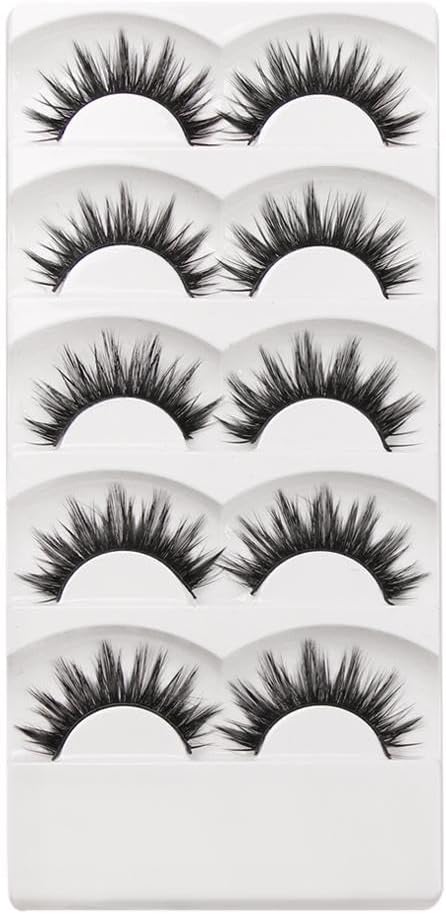 Soft 5 Pairs Handmade Makeup Thick False Eyelashes Long Black Natural