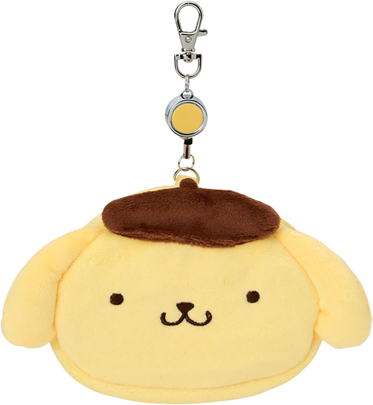 Sanrio (SANRIO) Face-shaped Pass Case & Pouch Cotton, PVC, Steel, Polyester ID Holder with Reel Small Item Storage Suitable for Ages 15 and Up