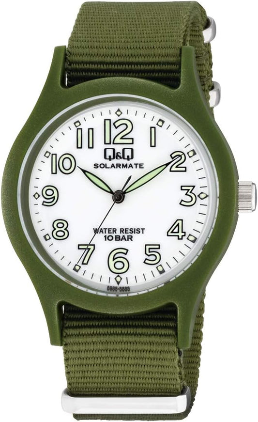 Q&Q H062 Analog Solar Waterproof Watch, etc, Khaki, 1 piece, watch