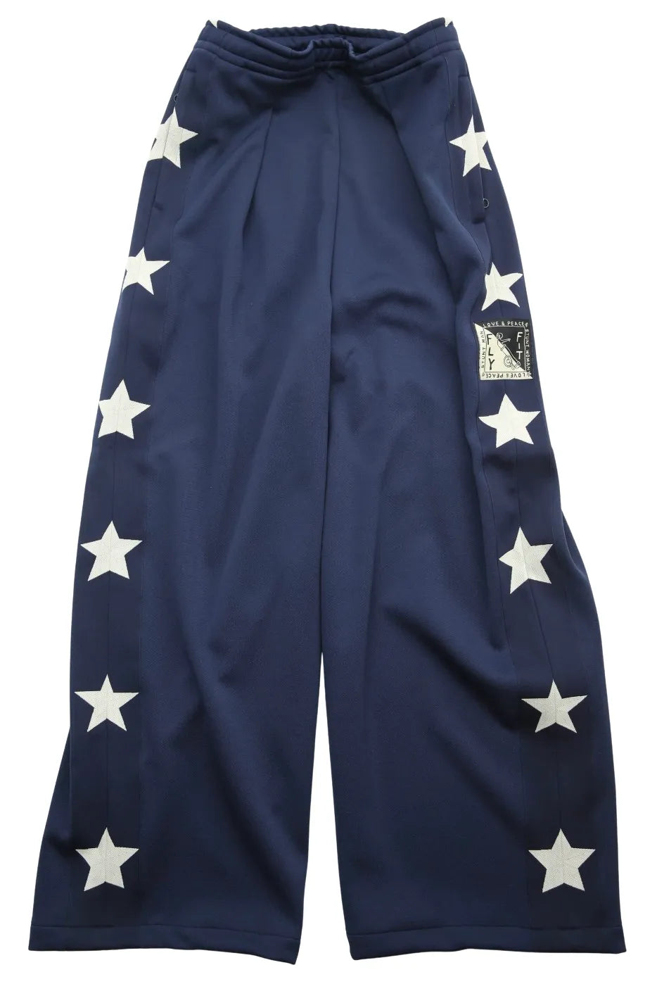 KAPITAL 'STUNTMAN & WOMAN' NAVY FLARED TRACK PANTS