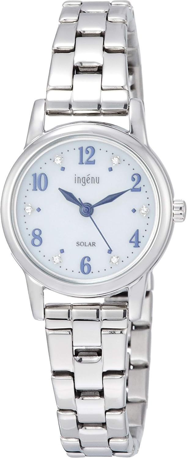 Seiko AHJD405 Women's Wristwatch, Solar, White Swarovski Dial, Full Arabic Notes, Metal Band, Hardlex AHJD405, Dial color - white, Solar White Swarovski Dial Metal Band Watch