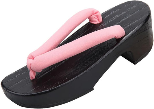 [FANGLI] FL1131 Geta Geta, 2.0 inches (5 cm) Thick Sole, Women's, Non-Painful, Yakitau, Black Stand, Plain Thong, Yukata, Geta Clogs, Women's, Stylish Clogs, Japanese Clothes, Accessories, Fireworks