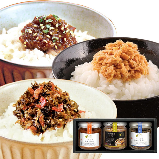 Niigata Ogawaya Rice Companion (3-Piece Set, Gororororo Echigo Miso, Moist Seafood Sake, Grilled Sake) Gift, Gift, Gift, Order, Room Temperature, Thank You, Congratulations, Okadamen AHF3