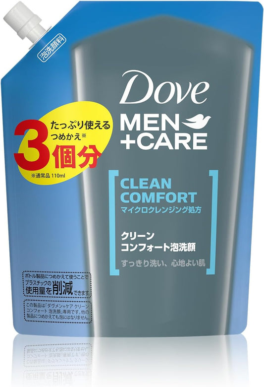 Dove MEN Men's Foam Face Cleansing Large Capacity Refill 11.2 fl oz (330 ml) Clean Comfort Moisturizing Sebum Sticky