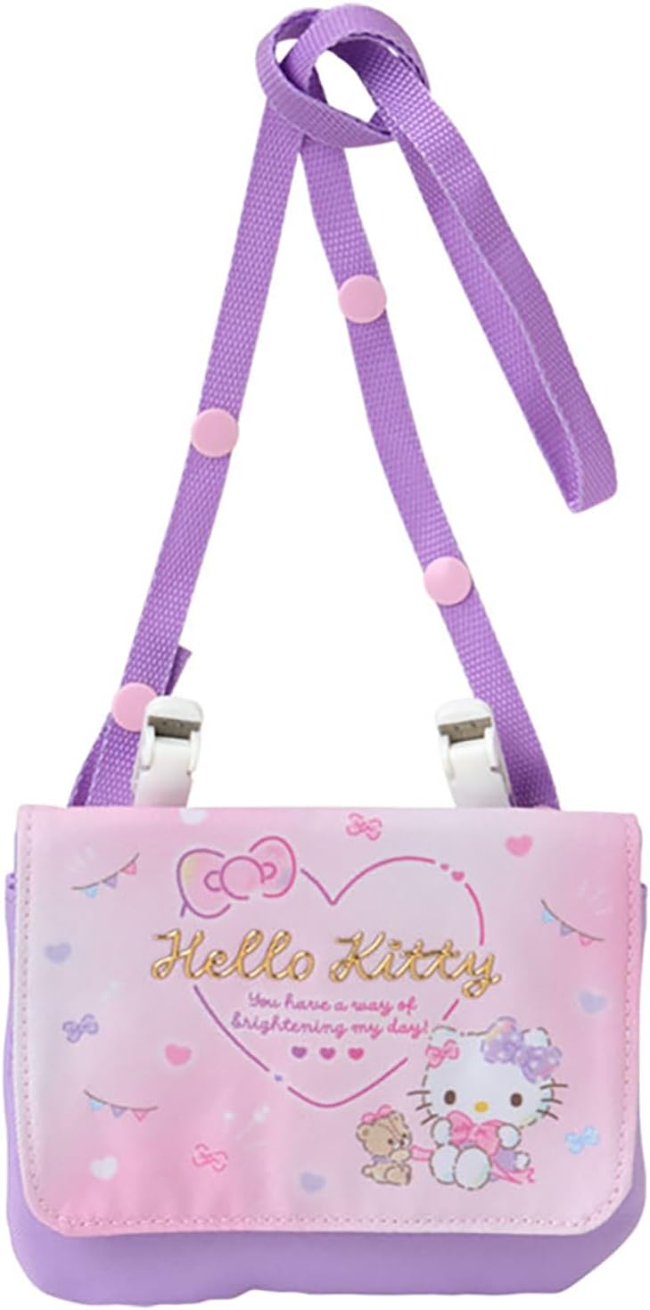 Sanrio Pocket Pouch with Shoulder Strap, Personal Accessories, Polyester, Approx. Width 5.5 x Depth 0.4 x Height 4.7 inches (14 x 1 x 12 cm), Interior Name Space, For Children