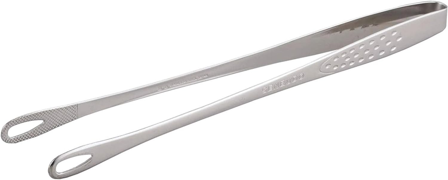 Shimomura Kihan Senbudo Yakiniku Tongs 40298, Silver, 9.4 inches (24 cm).