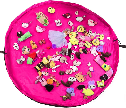 Samcos Toy Storage Bag, Children's Play Mat, Large Capacity, 59.1 inches (150 cm), Diameter 59.1 inches (150 cm), Foldable Toy Storage Bag, Easy Cleanup, Storage Supplies (Hot Pink)