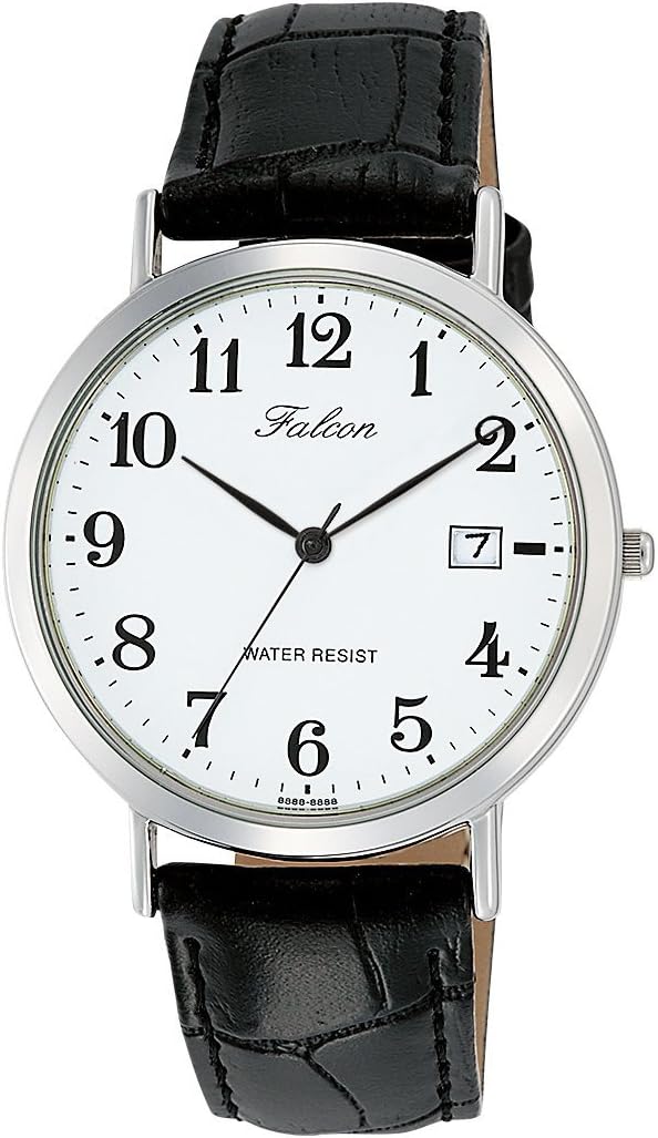Citizen Q&Q D020-304 Men's Watch, Analog Waterproof, Date and Leather Strap, White