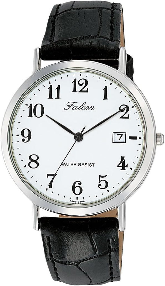 Citizen Q&Q D020-304 Men's Watch, Analog Waterproof, Date and Leather Strap, White