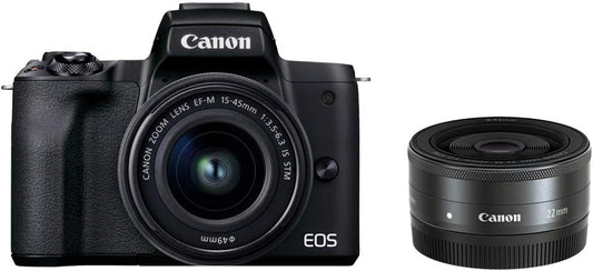 Canon EOS KISSM2BK-WLK Kiss M2 Mirror-less Camera, Double Lens Kit, Black