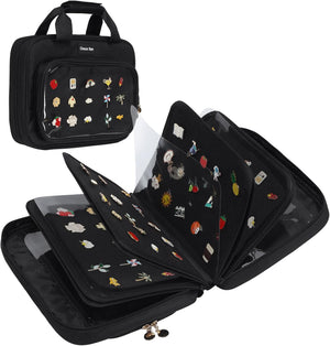 Bolsa de exhibición de pines esmaltados, libro de intercambio de pines de 8 páginas, tablero de pines coleccionable, adecuado para almacenar alfileres, broches, parches (negro)
