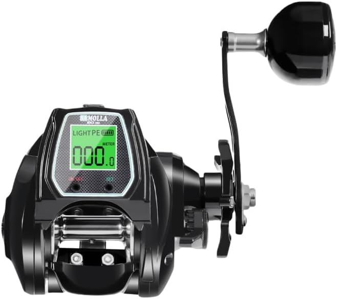 Bait Fishing Reel, 6.4:1 Gear Ratio, Digital Fishing Reel, Depth Position, Accurate Line Counter, Waterproof, USB Rechargeable, 0-24 Speeds Stepless Speed Adjustment, Lightweight, Fish Shadow