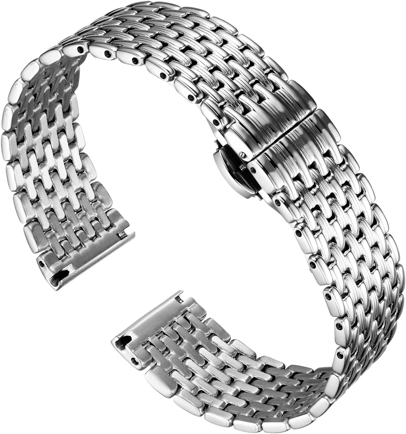 [BINLUN] Watch Strap Stainless Steel Men Women Watch Strap 12mm / 14mm / 16mm / 18mm / 20mm / 22mm with Butterfly Buckle