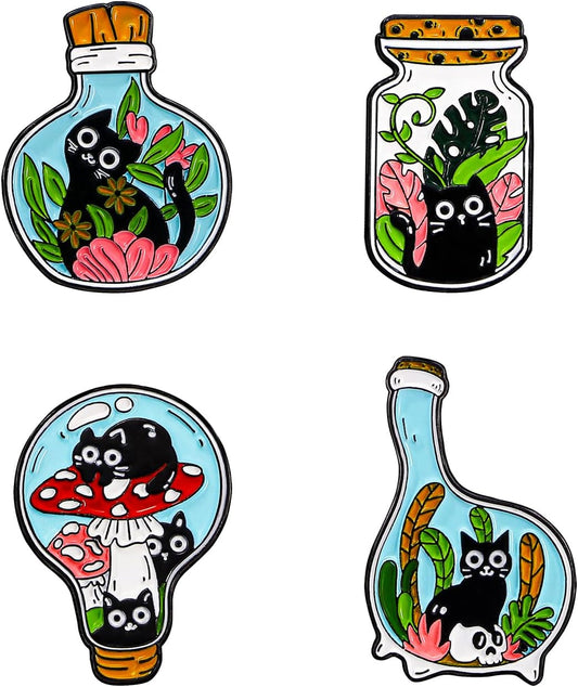 Juego de pines de solapa esmaltados con diseño de gato para mochilas, chaquetas, sombreros, bolsas, alfileres novedosos, insignias, regalos y joyas