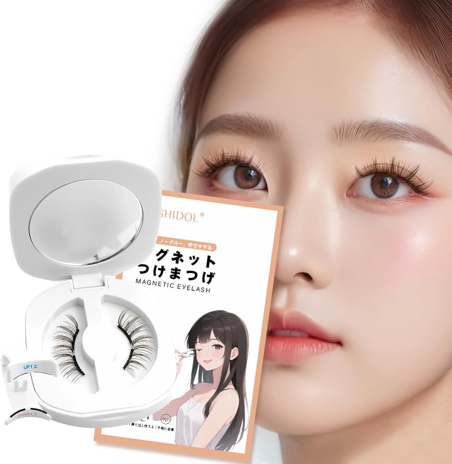 Lashdiol Magnetic False Eyelashes, 5th Generation Magnetic False Eyelashes, Natural Finish, No Glue & Cleansing Necessary, Reusable, Easy to Apply, Lightweight, Soft Band Design (MagneticLash05)