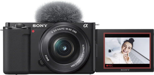Sony Interchangeable Lens Vlog Camera Power Zoom Lens Kit (Included Lens: SELP1650) Sony ZV-E10L Digital Camera B, VLOGCAM, Windscreen Included, Black
