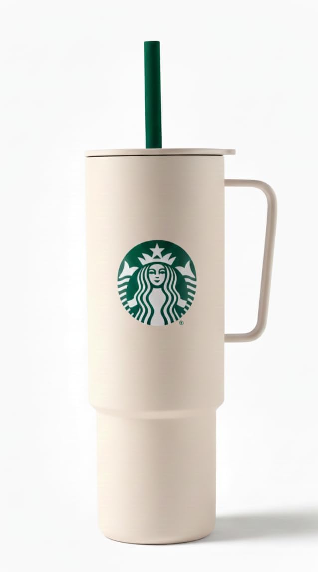 Starbucks Vaso de acero inoxidable de 32 onzas, color blanco, vaso de viaje con aislamiento de doble pared y resistente a las fugas | Vasos de viaje con aislamiento de doble pared, resistentes a las fugas