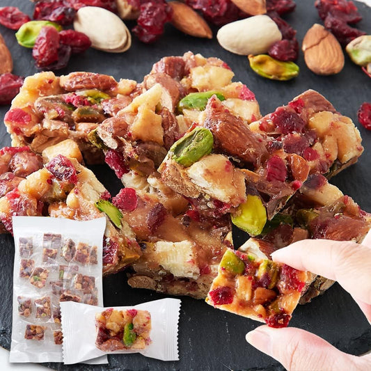 EBLIM Caramel Almond Praline, Featured on TV, Traditional "Okoshi" Manufacturing Method, Individually Wrapped, Bite-sized, Caramelized, Nuts, Dried Fruits, Almonds, Cranberries, Pistachios, Coconut