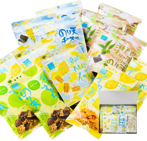 Beer-friendly snack gift set from Setouchi, Hiroshima souvenir, 5 types 13 pieces, Okonomiyaki, Setouchi lemon-flavored squid tempura, Sudachi-flavored squid tempura, Gorgonzola cheese-flavored