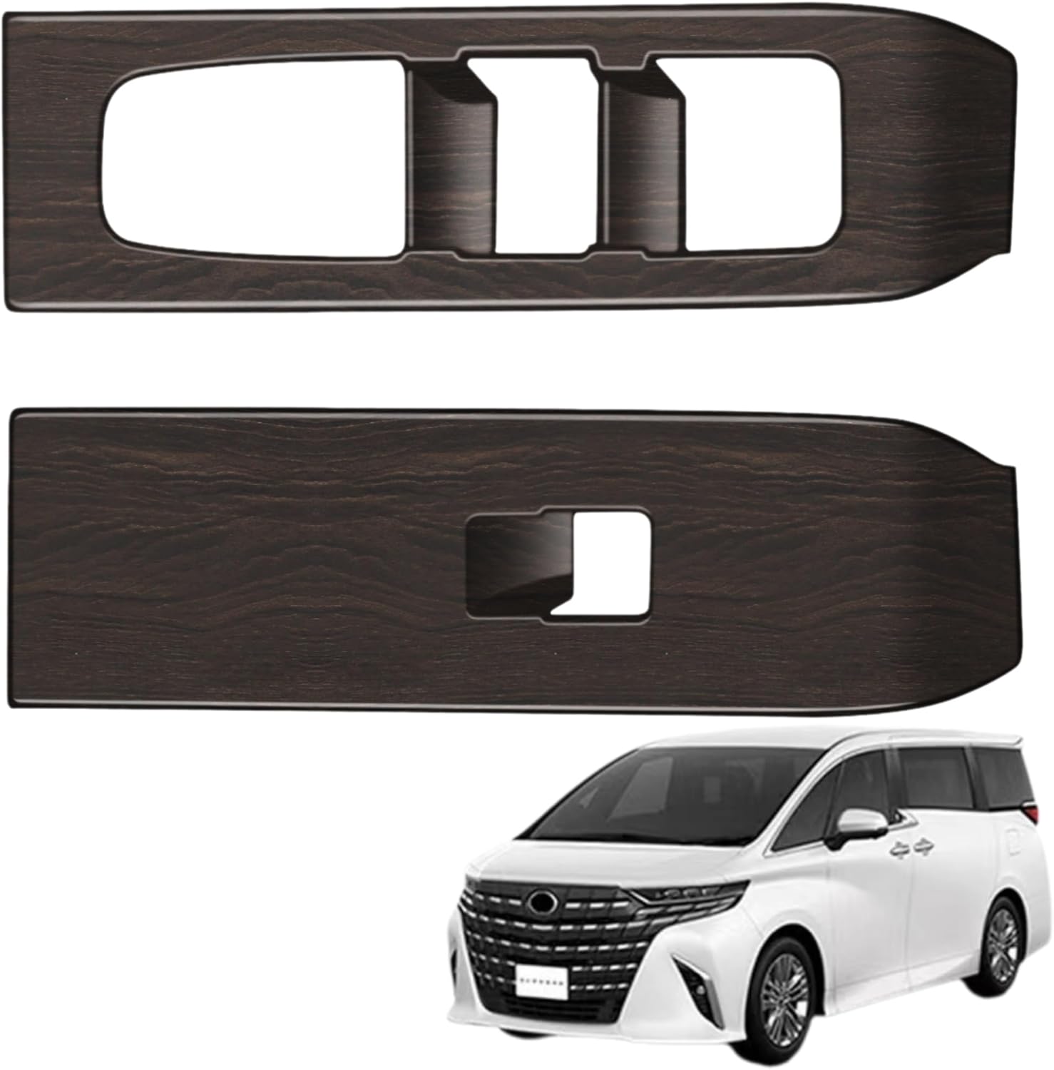 Compatible with Alphard Vellfire 40 Series Door Power Window Switch Panel Cover, Custom Parts, Accessories, Interior Goods (Black Wood Grain)