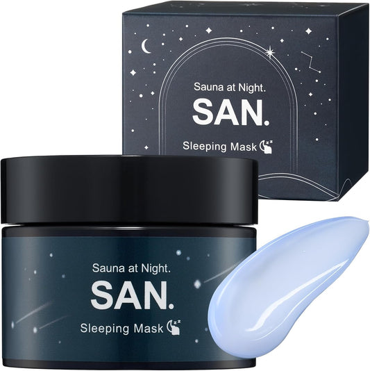 SAN. Sun Night Cream, Sleeping Mask, 1.8 oz (50 g), Face and Night Moisturizing Cream (Niacinamide, Hyaluronic Acid, CICA, Ceramide), Tightens Pores, Elastic, Moisturizing, Night Care, Present, Gift
