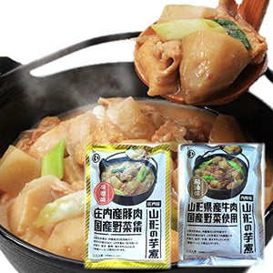 Marui Foods Yamagata Potato Boiled 2 Bag Set, Inland Edition Soy Sauce Flavor and Shonai Version Miso Flavor, 1 Bag Each (1 - 2 Servings Per Bag), Onchugen