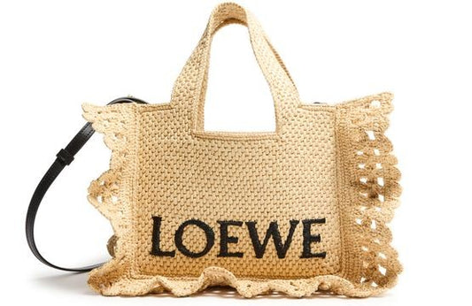 LOEWE Font Ruffles small raffia tote bag - Image 1