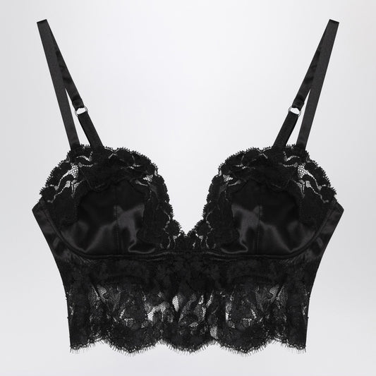 Dolce  Gabbana シルクサテンとレースのドルチェ＆ガッバーナブラックブラレットトップ - Image 1