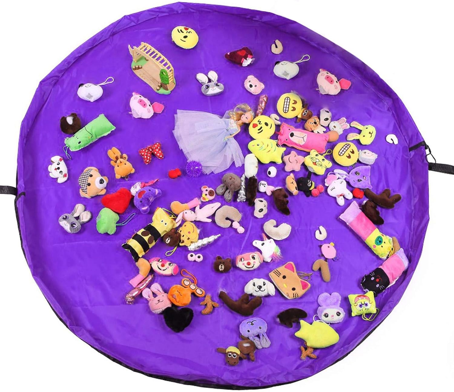 Samcos Toy Storage Bag, Children's Play Mat, Large Capacity, 59.1 inches (150 cm), Diameter 59.1 inches (150 cm), Foldable Toy Storage Bag, Easy Cleanup, Storage Supplies (Purple)