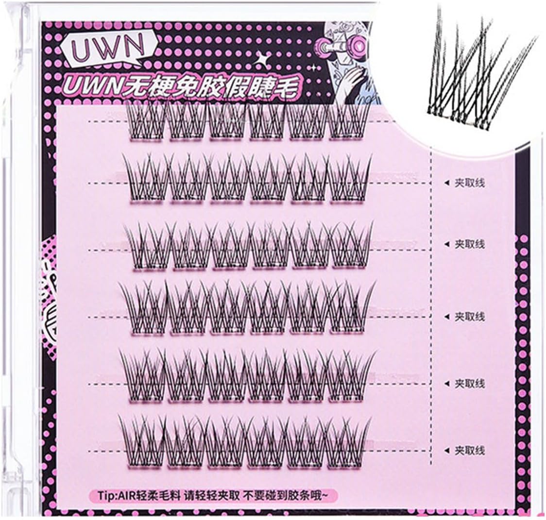 False Eyelashes 1 Second, Easy to Install, Natural, Partial False Eyelashes, Reusable, No Adhesives, Beginners, 3 Levels Adjustment, Bundles, Transparent, No Borders, For People with Short Eyelashes