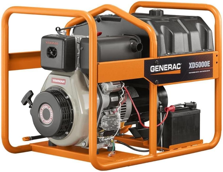 Generac 6864 XD5000E 5000 Watt Diesel Portable Generator - Perfect for Emergency Backup Power and Field - Reliable Power for Demanding Applications - CARB Compliant