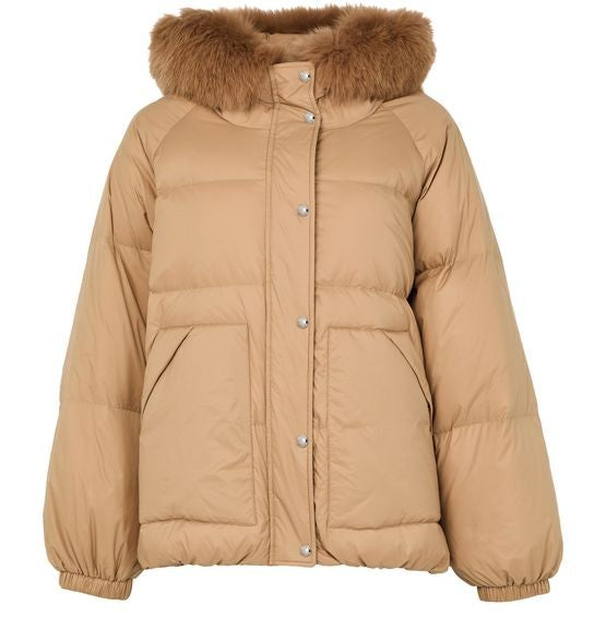 YVES SALOMON Hooded puffer jacket with a fox fur trim - Image 1