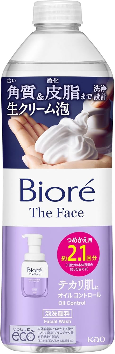 Biore The Face Oil Control Refill, 11.8 fl oz (340 ml) (Approx. 2.1 Doses) [Foaming Facial Cleans], [Masatsu-less] [Sebum and Shiny]