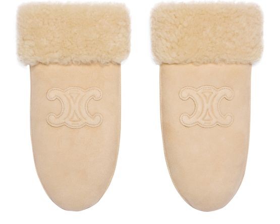 CELINE Triomphe mittens in shearling - Image 1