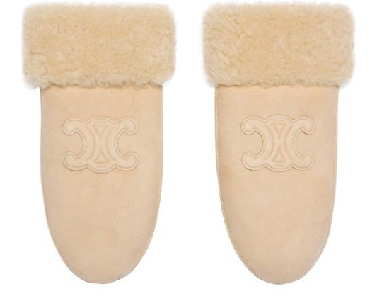 CELINE Triomphe mittens in shearling - Image 1