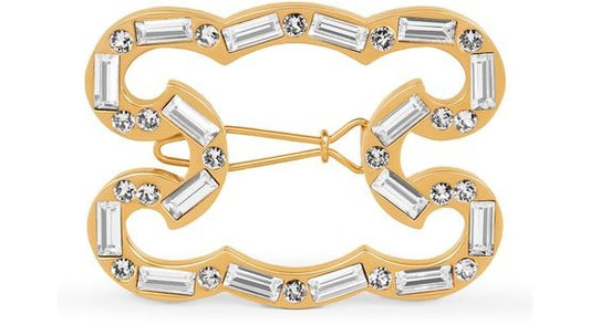 CELINE Triomphe frame hair clip in strass and brass with gold finish - Image 1
