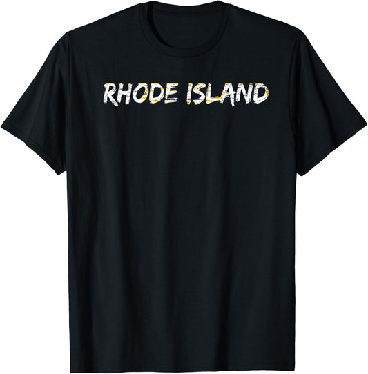 Camiseta con la bandera de Rhode Island, Negro -, Pequeña