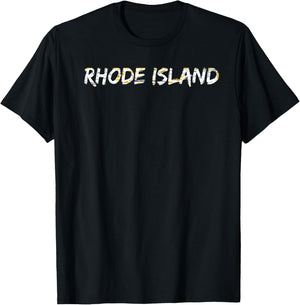 Camiseta con la bandera de Rhode Island, Negro -, Pequeña