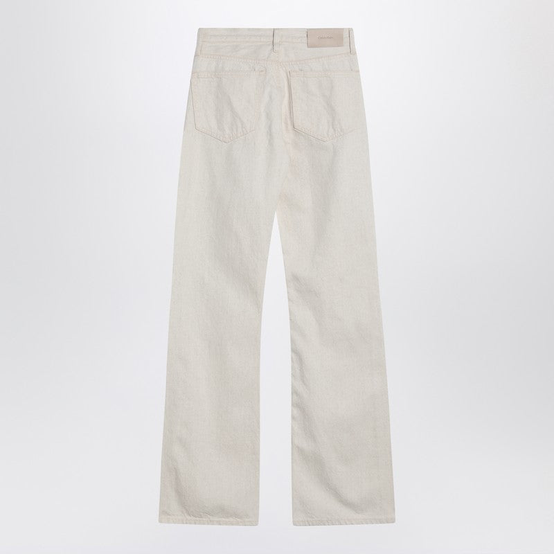 Calvin Klein カルビン・クラインはリネンブレンドでフレアベージュジーンズをリラックスしました - Image 1