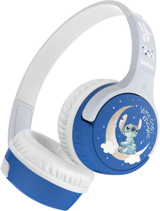 【Disney Stitch】Belkin Kids Wireless Headphones Headset with Call Microphone Volume Limit Function Voice Chat with Microphone Up to 30 Hours Continuous Playback Bluetooth 5.0 Waterproof Compatible with