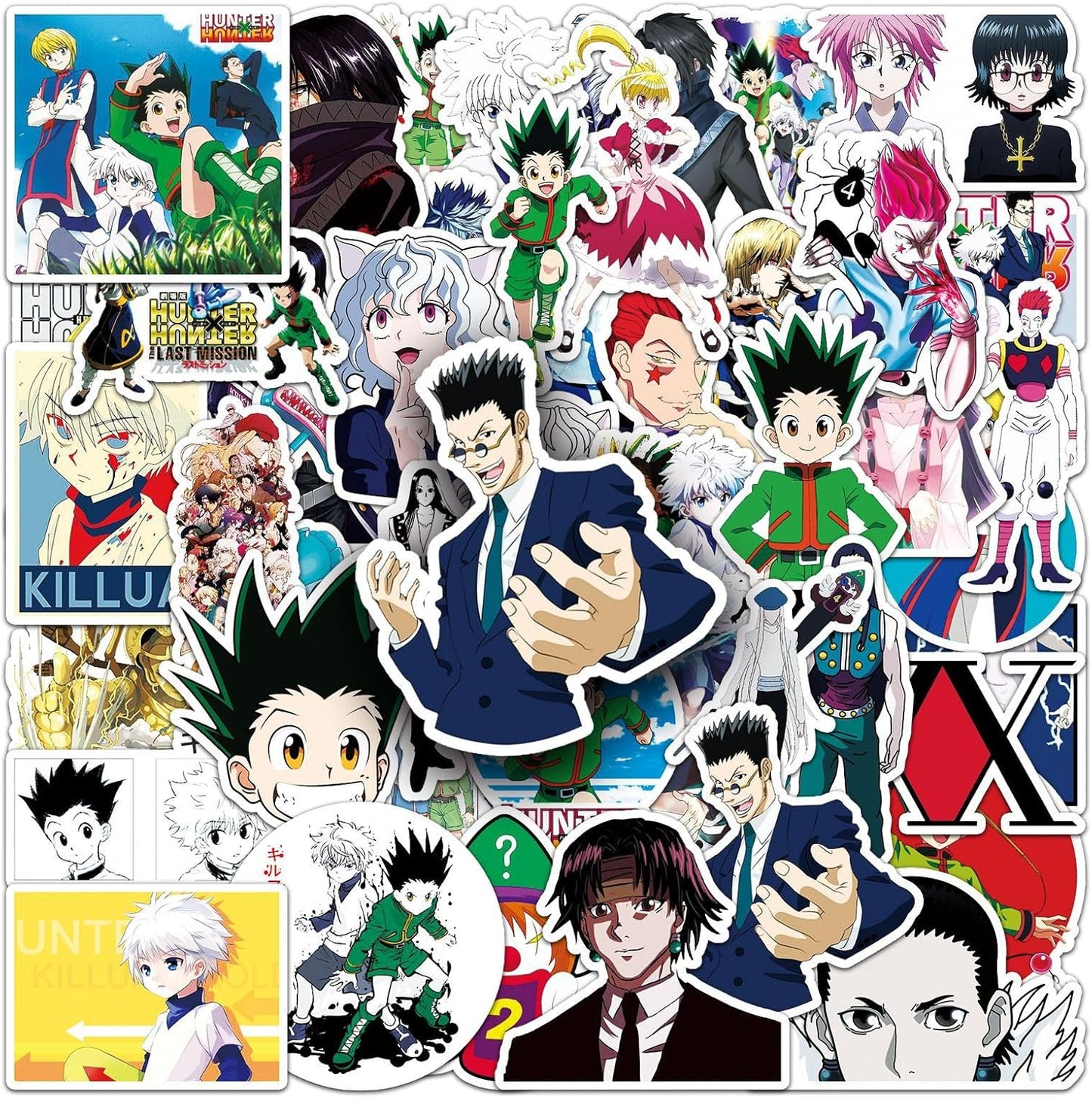 50 Piece Hunter x Hunter Sticker Collection Sticker Set Anime Cartoon Stickers Cute Notebook Stickers for Children Waterproof PVC Stickers Character Goods Surroundings Popular Picture Pasting Gift DIY