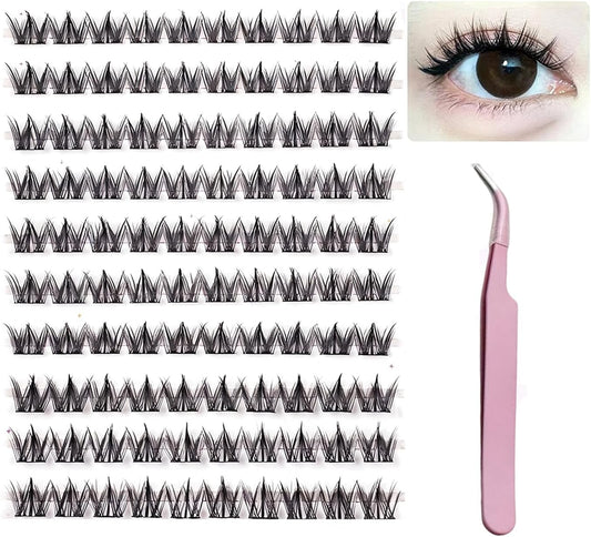 HONJALO部分つけまつげ のり不要 部分つけまつげ 初心者 で簡単装着 立体感 可愛い 自然な束感 人気 耐久性が高い アイメーク 粘着力強い 落ちにくい ナチュラルつけま つけまつげ 大容量 手作りつけまつげ (Barking dog(100束）)