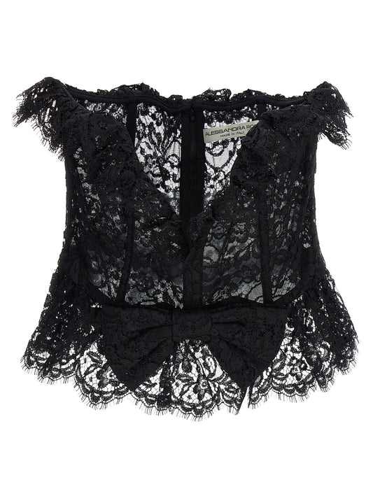 Alessandra Rich Lace Bow Bustier Top - Image 1