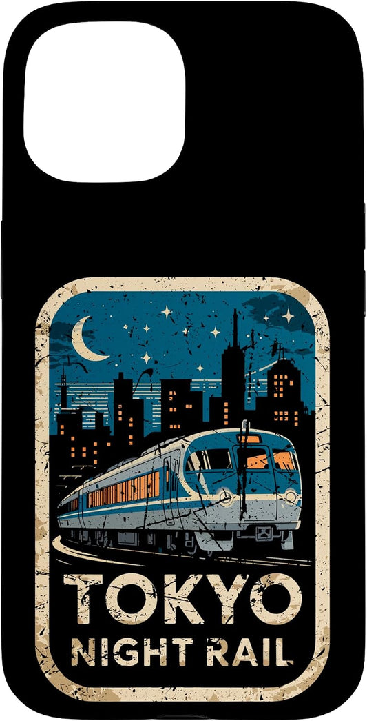 東京 夜行レール 日本 ビンテージ 都市列車 アニメ お土産 スマホケース iPhone 15 用