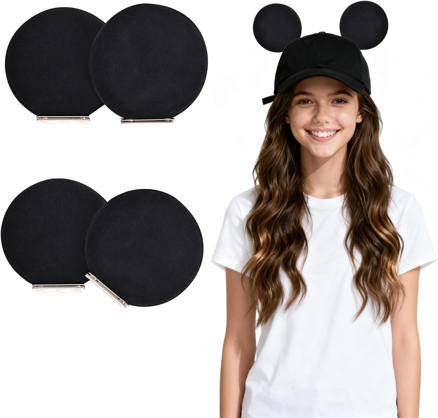 Orejas magnéticas de ratón para sombreros, clips de oreja extraíbles, accesorios de decoración para gorras, hombres, mujeres, familias en parques temáticos